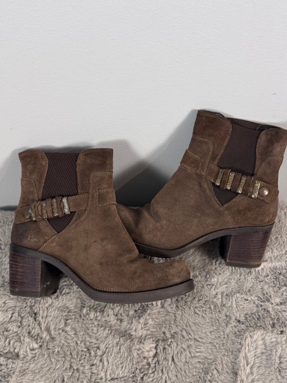Browns Brown Suede Ankle Boots Size 37 | Block Heel | Western-Inspired | Boho